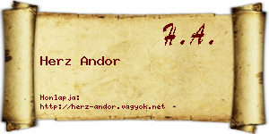 Herz Andor névjegykártya
